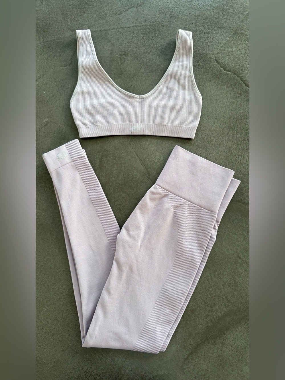 SET Active Lavender Ribbed Seamless Sports Bra & Leggings